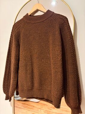 Rhythm Brown Cable-Detail Crew Neck Sweater